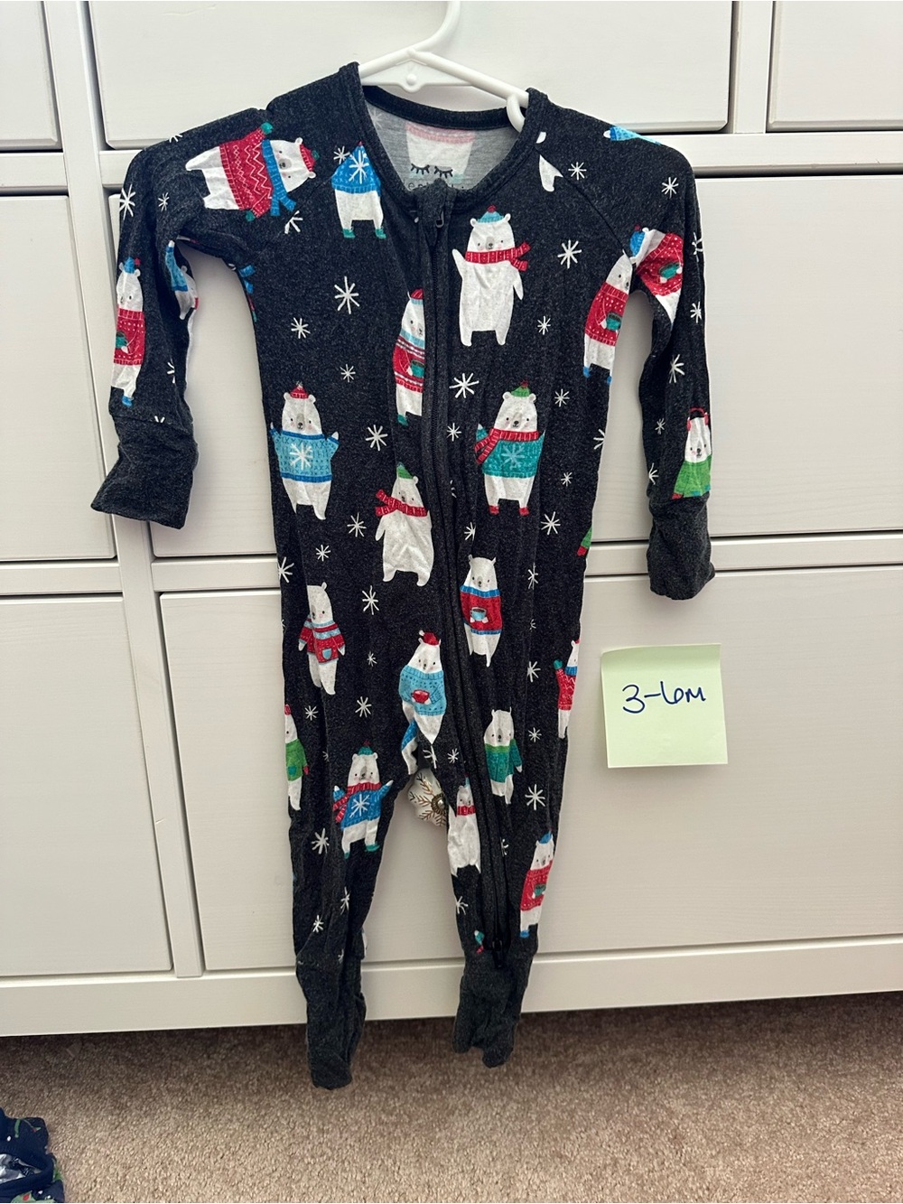 Little Sleepies Black Holiday Polar Bear One-Piece Pajamas